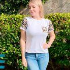 T-Shirt Mangas y Bolsillo Animal Print