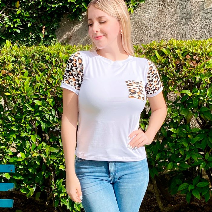 T-Shirt Mangas y Bolsillo Animal Print
