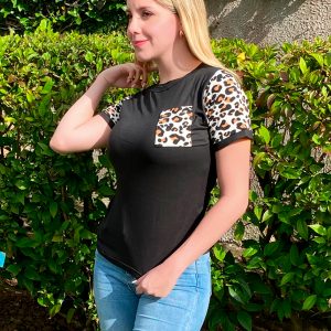 T-Shirt Mangas y Bolsillo Animal Print