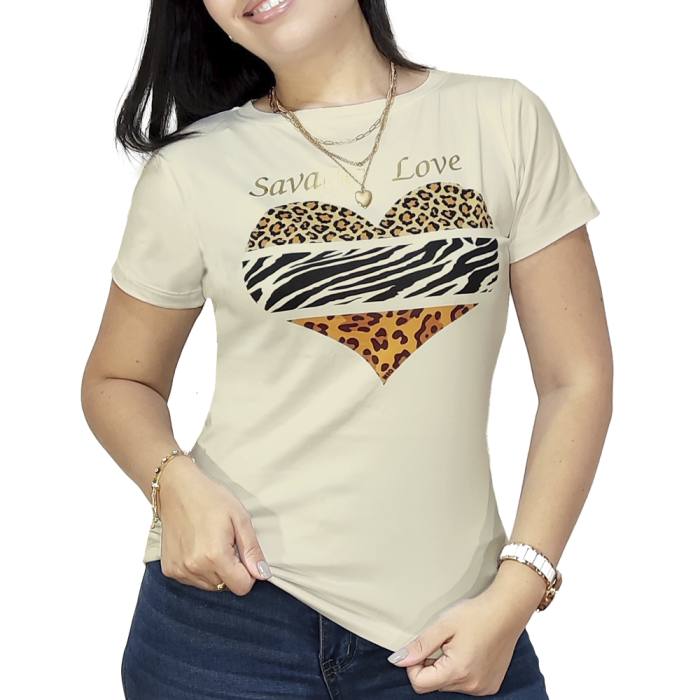 Franela Corazon Animal Print Savage Love