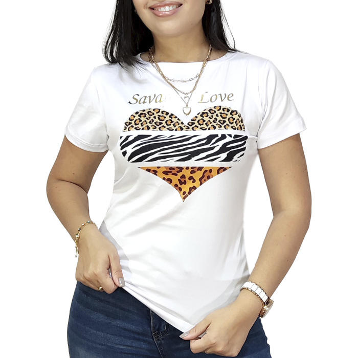 Franela Corazon Animal Print Savage Love