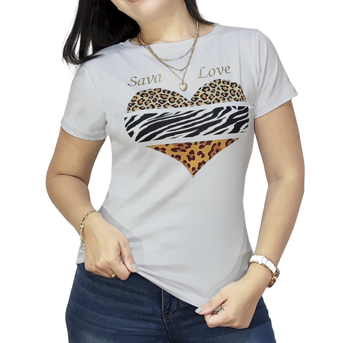 Franela Corazon Animal Print Savage Love