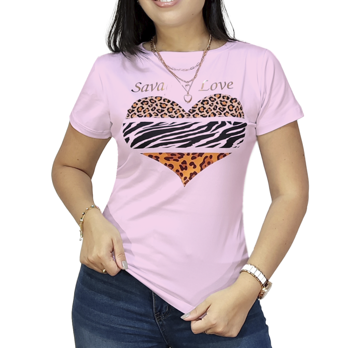 Franela Corazon Animal Print Savage Love