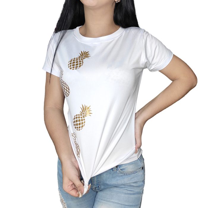 T-Shirt con Piñas Doradas - C352