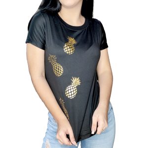 T-Shirt con Piñas Doradas - C352