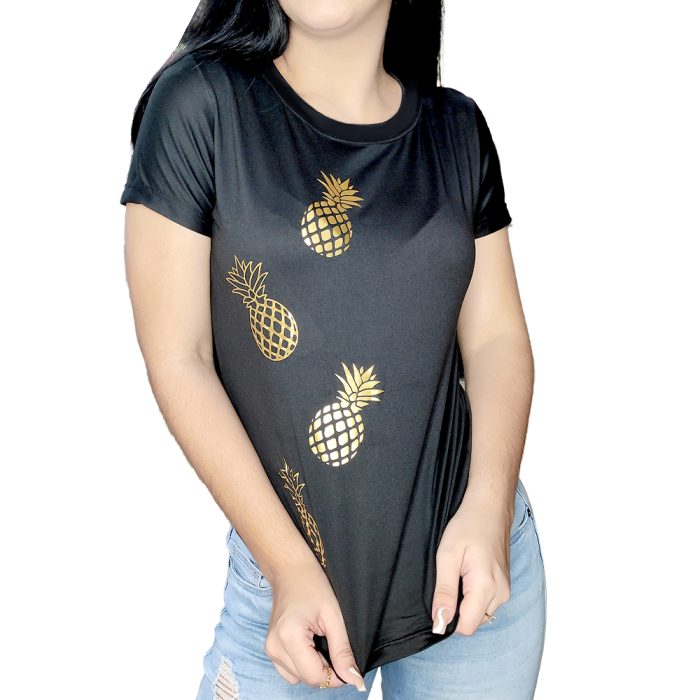 T-Shirt con Piñas Doradas - C352