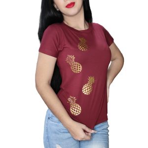 T-Shirt con Piñas Doradas - C352