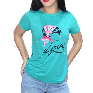 T-Shirt con Perlas Mujer con Pañoleta "Love"