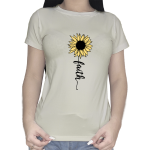T-Shirt con Girasol y la Palabra "Faith"