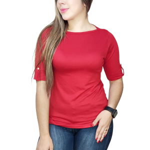 Blusa Deluxe Cuello Ojal y Botón en Manga