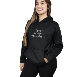Sueter Hoodie "Enjoy Every Moment" Con Bolsillos y Capucha