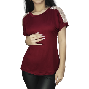 Blusa Con Franja de Lentejuelas en Mangas
