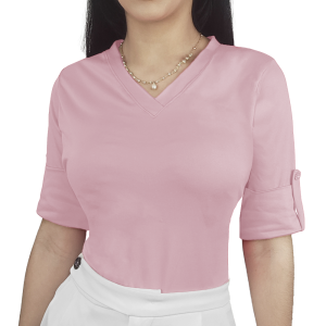 Blusa Casual Cuello V y Botón en Mangas