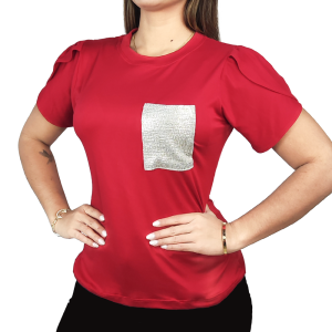 Blusa Casual Bolsillo Glow y Mangas Tulipán