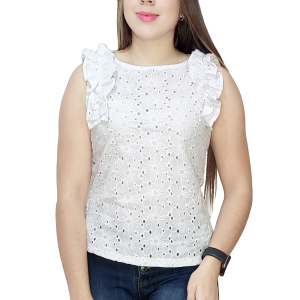 Blusa Deluxe Florencia Manga Olanes Blancura