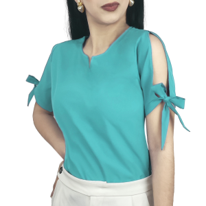 Blusa de Vestir Elegante Daniela Mangas Escotadas