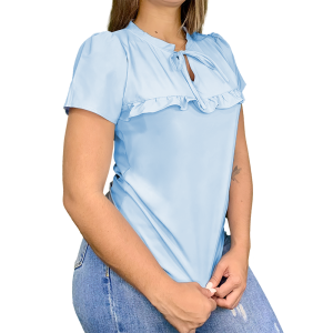 Blusa Casual Elegante Paula con Olanes y Cuello Mao
