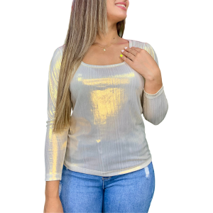 Blusa Deluxe de Dama Diva Manga Larga Cuello Cuadrado