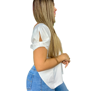 Blusa de Vestir Elegante Lucia Manga con Pasador y Lazo en Espalda