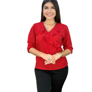Blusa de Vestir Deluxe Katy con Olanes