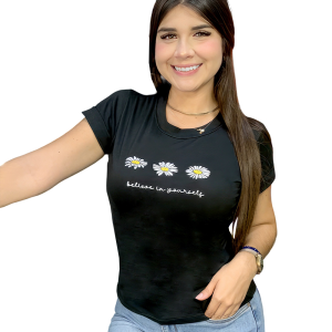 T-Shirt Casual 3 Margaritas Believe in Yourself Manga Dobladillo