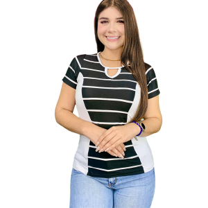 Blusa Casual Siluet Manga Rayitas