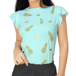 Blusa Curazao Olanes de Piñas y Coronas Doradas