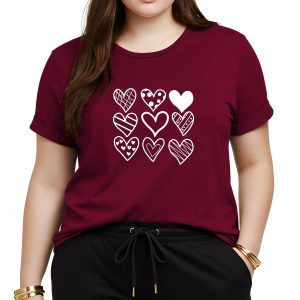 T-Shirt 9 Corazones Variados Manga Dobladillo