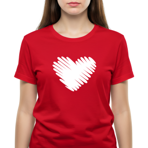 T-Shirt Corazón Trazos Manga Dobladillo