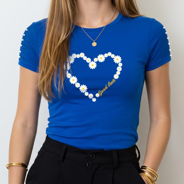 11 - Corazon de Flores Good Luck - Azul Rey