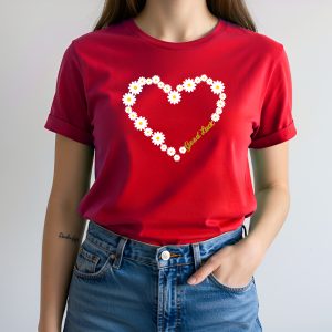 T-Shirt Corazón de Margaritas Good Luck Manga Dobladillo