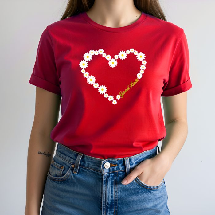 11 - Corazon de Flores Good Luck - ROJO