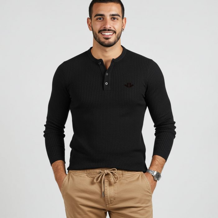 1-1 Suerter Rib Acanalado Liszt (SR0693) - Negro