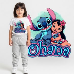 T-Shirt de Niña con Nombre Personalizable - Lilo & Stitch Ohana