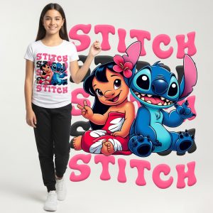 T-Shirt de Niña con Nombre Personalizable - Lilo & Stitch